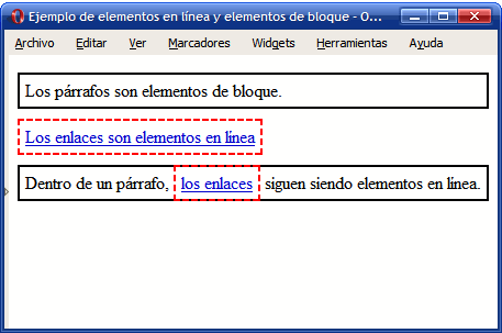 ejemplo de elementos en linea y en bloque